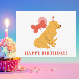 カラフル モダン かわいい 犬 楽しい お誕生日おめでとう ポストカード