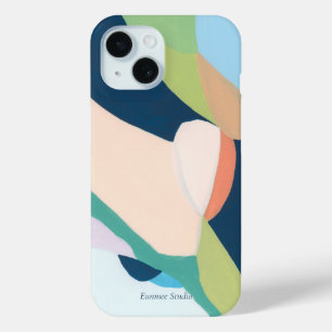 カラフル モダン アブストラクト アート オーダーメイド ネーム iPhone 15ケース