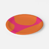 カラフル モダン アブストラクト オレンジとホットピンク パーティ ペーパープレート (アングル)