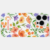 カラフル モダン ウォーターカラー フラワー 名前入り Case-Mate iPhoneケース (裏面 (横))