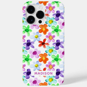 カラフル モダン ウォーターカラー フラワー 名前入り Case-Mate iPhone 14 PRO MAXケース