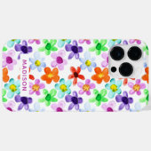 カラフル モダン ウォーターカラー フラワー 名前入り Case-Mate iPhoneケース (裏面 (横))