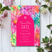 カラフル モダン トロピカル 水彩 フラワー ウェディング セーブザデート