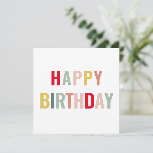 カラフル モダン ハッピー バースデー | 太字のタイポグラフィ 招待状 (スタンド正面)