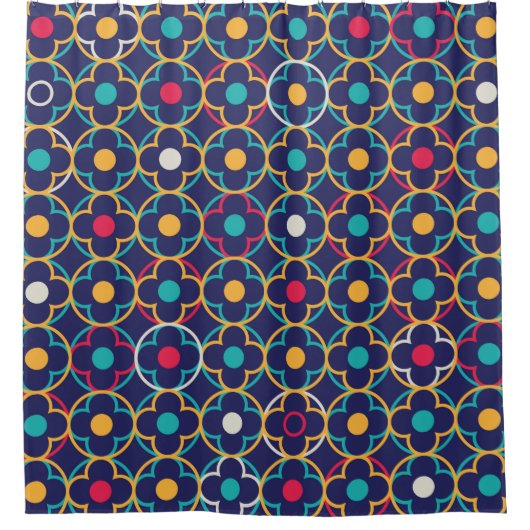 カラフル、モダン、モトッコ人、クローバー、ガーリーなトレンディーc シャワーカーテン (正面)