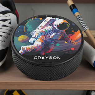 カラフル モダン 宇宙飛行士 スペース 名前入り アイスホッケーパック
