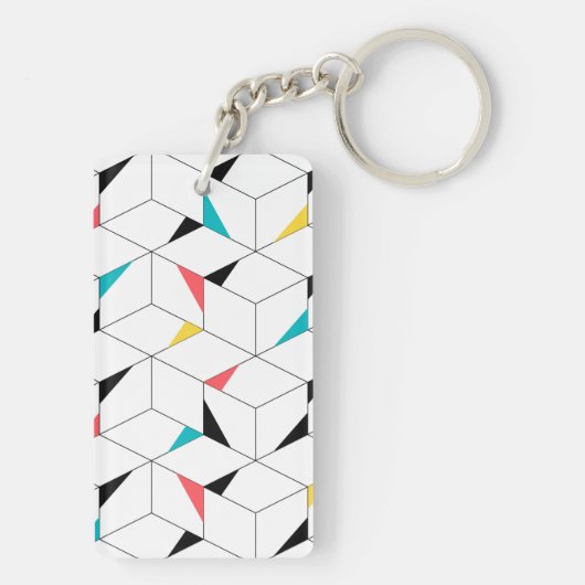 カラフル,モダン，明るい，トレンディーの幸せなキューブ キーホルダー (裏面)