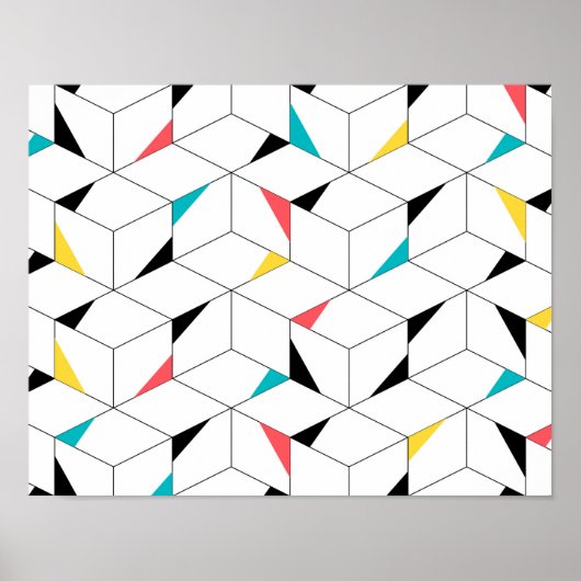 カラフル,モダン，明るい，トレンディーの幸せなキューブ ポスター (正面)