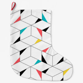 カラフル,モダン，明るい，トレンディーの幸せなキューブ ラージクリスマスストッキング