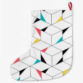 カラフル,モダン，明るい，トレンディーの幸せなキューブ ラージクリスマスストッキング (裏面)