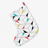 カラフル,モダン，明るい，トレンディーの幸せなキューブ ラージクリスマスストッキング (裏面 (吊り時))