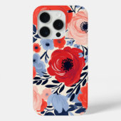 カラフル モダン 赤 白 青 水彩 花柄  Case-Mate iPhoneケース (裏面)