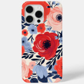 カラフル モダン 赤 白 青 水彩 花柄 Case-Mate iPhoneケース (裏面)