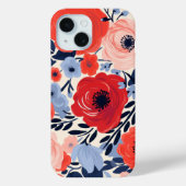 カラフル モダン 赤 白 青 水彩 花柄  Case-Mate iPhoneケース (裏面)