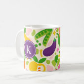 カラフル モノグラム フルーツ 野菜 コーヒーマグカップ (正面左)