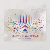 カラフル（ユダヤ教）メノラースワールオーナメントハッピーハヌカー ポストカード (正面)
