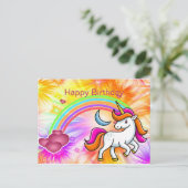 カラフル，ユニコーン，虹，ハート,誕生日 ポストカード (スタンド正面)
