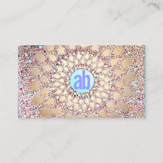 カラフル、ユニーク金ゴールド及びフェスティバルモノグラムグリッター 名刺 (正面)
