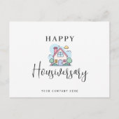 カラフル ライン アート ハウス ハッピー ハウスバーサリー リアルティ ポストカード (正面)