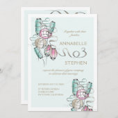 カラフル&ラモダンンタン&リボンデザイン 招待状 (正面/裏面)