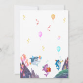 カラフル リトル シャーク キッズ バースデーパーティ 招待状 (裏面)