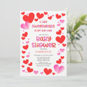 カラフル リトル スイートハート ガールズ ベイビー シャワー 招待状 (スタンド正面)