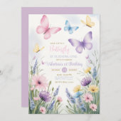 カラフル リトル バタフライは1歳になります 招待状 (正面/裏面)