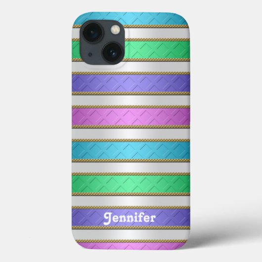 カラフル リボン ストライプ オーダーメイド アート Case-Mate iPhoneケース (裏面)