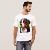 カラフル レインボー かっこいい犬 Tシャツ (正面フル)