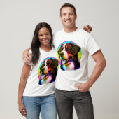 カラフル レインボー かっこいい犬 Tシャツ (ユニセックス)