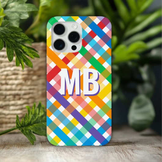 カラフル レインボー ストライプ モノグラム カスタム Case-Mate iPhoneケース