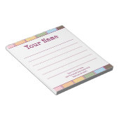 カラフル レトロ お名前入り罫線入り ノートパッド (アングル)