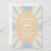 カラフル レトロ ここへ太陽がやってくる！ ブライズシャワー 招待状 (正面)
