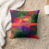 カラフル レトロ アブストラクト ヒッピ クッション (ブランケット)