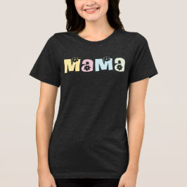 カラフル レトロ フラワー ママ トライブレンドTシャツ