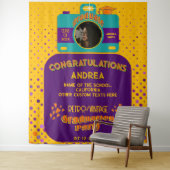 カラフル レトロ 遊び心満載 グラデュエーションパーティ ヴィンテージアート キュート タペストリー (インサイチュ)