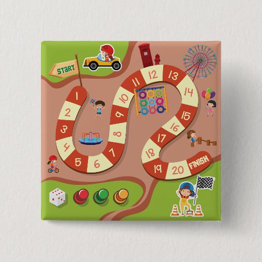 カラフル レース トラック ボード ゲーム 子供用 缶バッジ (正面)