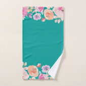 カラフル，ロマンチック，水彩花 バスタオルセット (ハンドタオル)