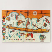 カラフル ロングビーチ島 20x30 地図  ジグソーパズル (横)