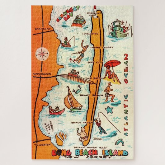 カラフル ロングビーチ島 20x30 地図  ジグソーパズル (縦)
