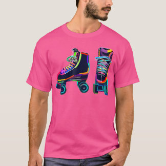 カラフル ローラー スケート スケーティング Tシャツ