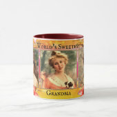 カラフル ヴィンテージ フラワー おばあちゃん カスタム フォト マグカップ (中央)