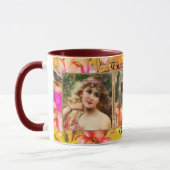 カラフル ヴィンテージ フラワー おばあちゃん カスタム フォト マグカップ (左)