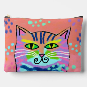 カラフル 三毛猫 アブストラクトアート アクセサリーポーチ