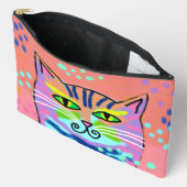 カラフル 三毛猫 アブストラクトアート アクセサリーポーチ (見開き)