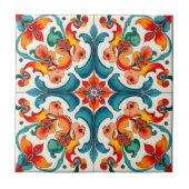 カラフル,地中海のモザイク,青,オレンジ,緑 タイル (正面)