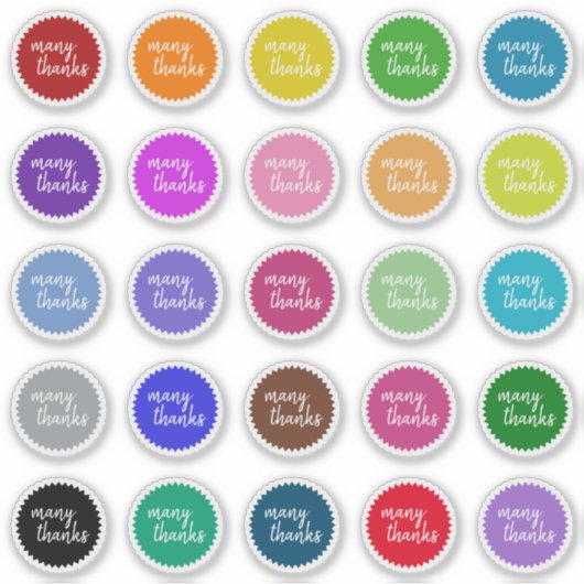 カラフル「多くの」ステッ感謝していクの印 シール (正面)