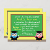カラフル、子供へかわいいフクロウの卒業 招待状 (正面/裏面)