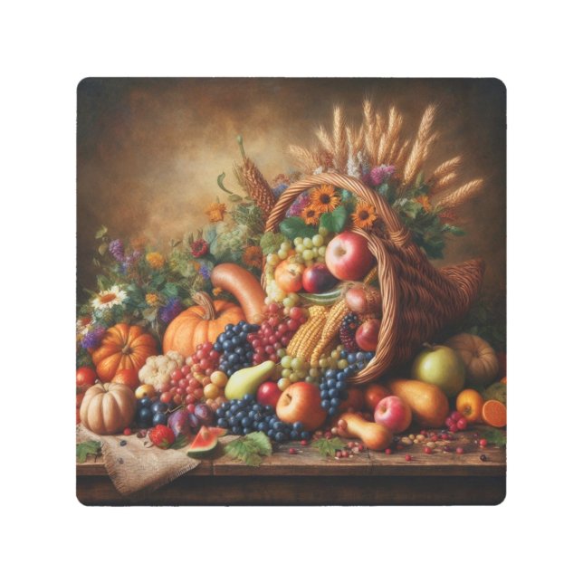 カラフル/感謝祭/コルヌコピア/秋 メタルプリント (正面)