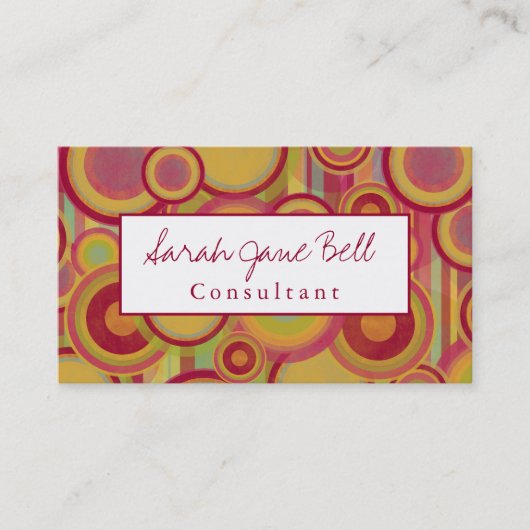 カラフル、抽象的な円は赤と及び縞で飾ります 名刺 (正面)
